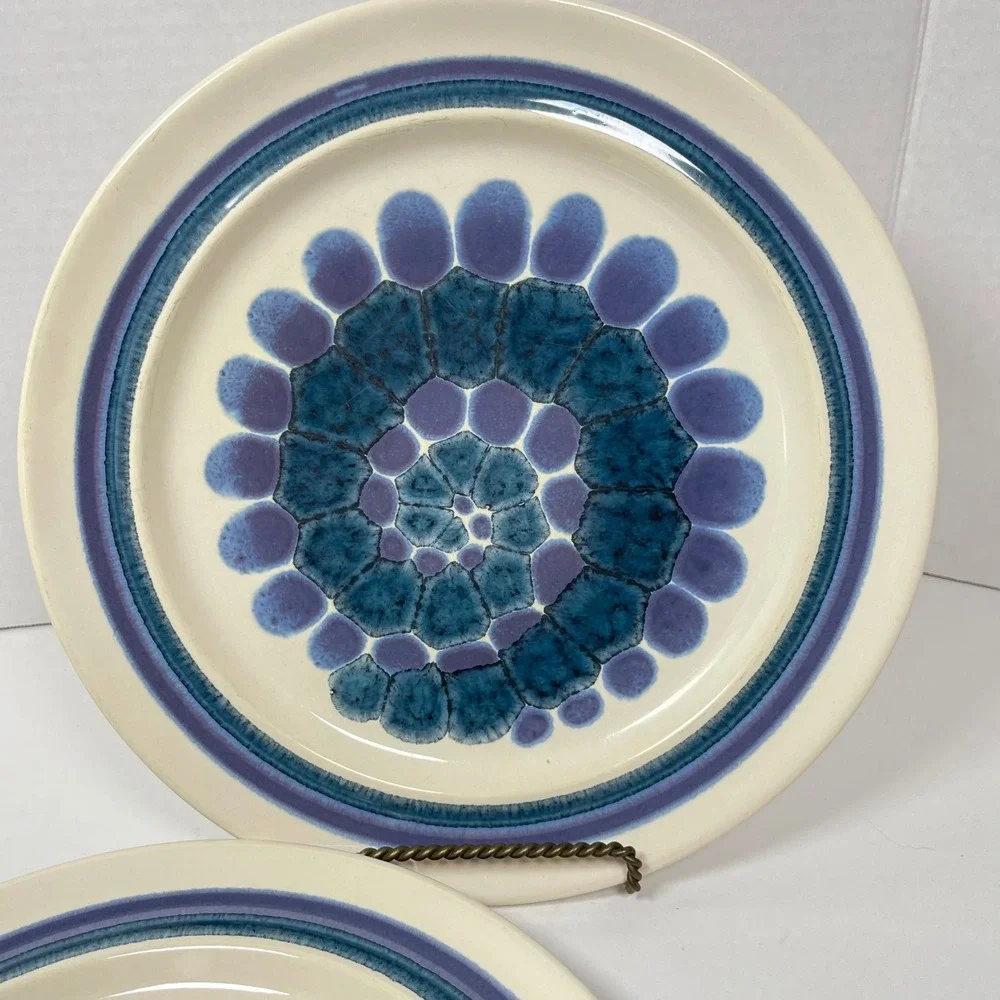 Franciscan Earthenware Moondance Dinner Plates Blue Purple Set of 2 MCM 10.5